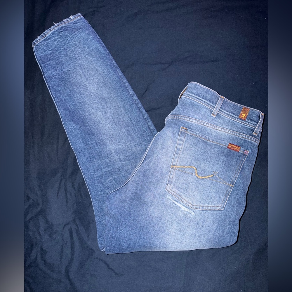 7 For All Mankind Men's Medium Blue Slim Jeans